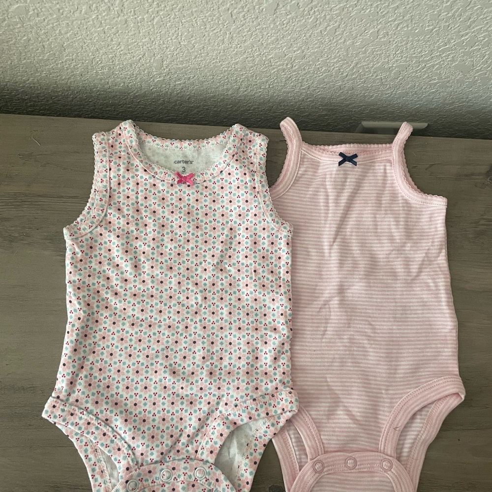 Carter's Pink Striped and Floral Bodysuits